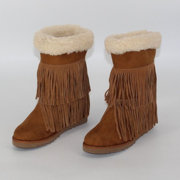 Madden Girl Brown Fringe Winter Boots - Picture 4 of 7